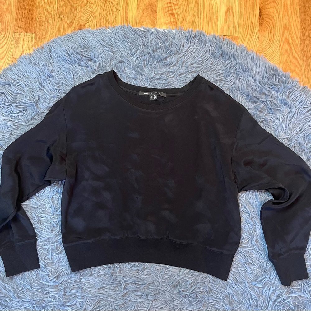 Theyskens' Theory Black Long Sleeve 100% Silk Sweater Size M